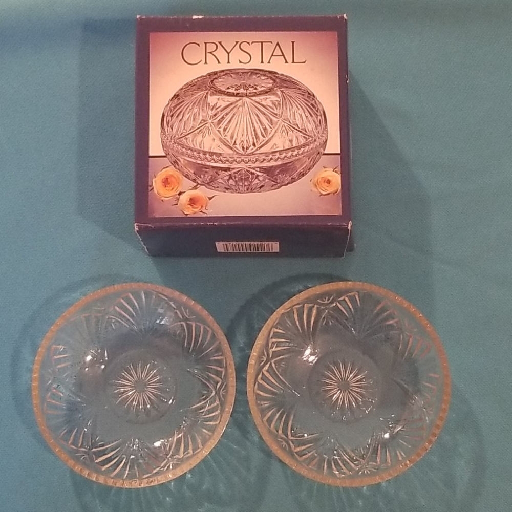 2 Piece Set Crystal Candy Dish/ Jewelry Box